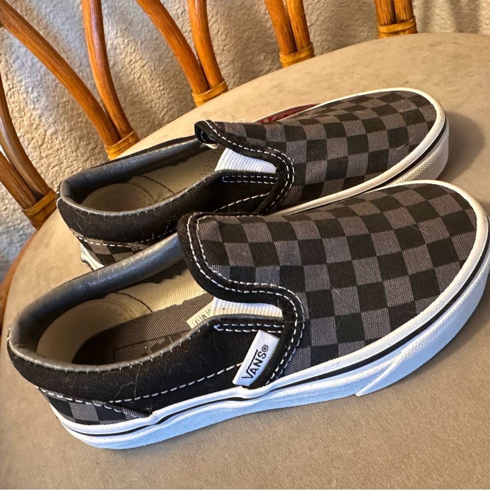 Kids size 11.5 Vans Slip Ons Checkered grey